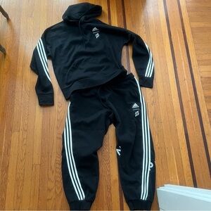 Adidas x Pelton black tracksuit sweatshirt hoodie M medium sweatpants XL  EUC